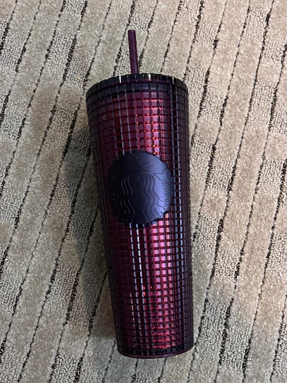 Starbucks Deep Burgundy Studded Tumbler with Straw 16oz